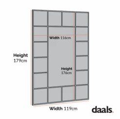 Herbert Full Length Metal Frame Window Mirror 180 X 120 Cm, Antique Silver Effect 11 Herbert Full Length Metal Frame Window Mirror 180 X 120 Cm, Antique Silver Effect -Daals MIRR 019 CHART 1