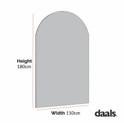 Concord Arched Frameless Full Length Extra Large Mirror 180cm X 110cm -Daals MIRR 038 CHART