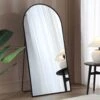 Dina Freestanding Arched Full Length Metal Frame Mirror 160 X 76 Cm, Black