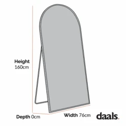 Dina Freestanding Arched Full Length Metal Frame Mirror 160 X 76 Cm, Black -Daals MIRR 049 CHART