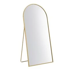 Dina Freestanding Arched Full Length Metal Frame Mirror 160 X 76 Cm, Gold Effect -Daals MIRR 049 GOLD WB1
