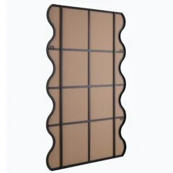 Luisa Wavy Curved Full Length Mirror 180 X 110 Cm, Black -Daals MIRR 050 BLACK WB3