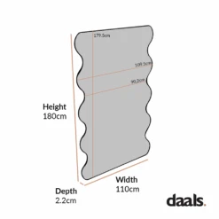 Luisa Wavy Curved Full Length Mirror 180 X 110 Cm, Black -Daals MIRR 050 CHART 1