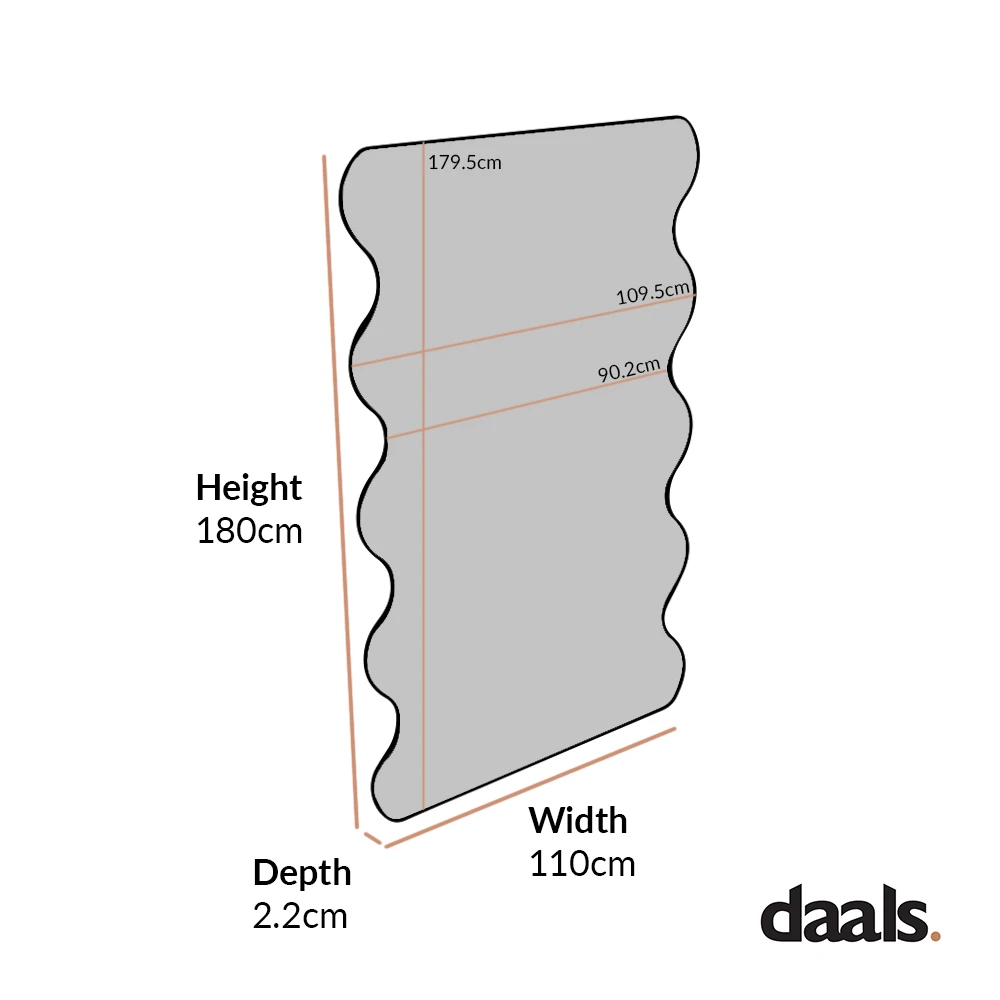 Luisa Wavy Curved Full Length Mirror 180 X 110 Cm, Gold 5 Luisa Wavy Curved Full Length Mirror 180 X 110 Cm, Gold - Image 5