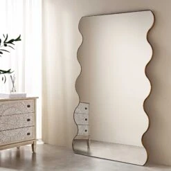 Luisa Wavy Curved Full Length Mirror 180 X 110 Cm, Gold