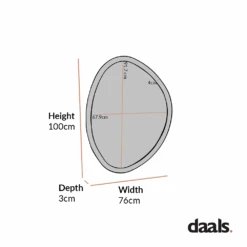 Edo Irregular Pebble Wall Wooden Mirror 100 X 76 Cm, Washed White -Daals MIRR 063 CHART 1