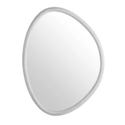 Edo Irregular Pebble Wall Wooden Mirror 100 X 76 Cm, Washed White -Daals MIRR 063 WHITE WB1