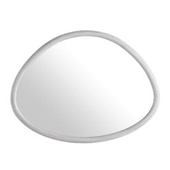 Edo Irregular Pebble Wall Wooden Mirror 100 X 76 Cm, Washed White -Daals MIRR 063 WHITE WB2