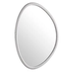 Edo Irregular Pebble Wall Wooden Mirror 100 X 76 Cm, Washed White -Daals MIRR 063 WHITE WB3