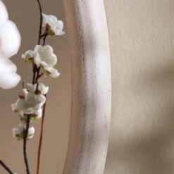 Edo Irregular Pebble Wall Wooden Mirror 100 X 76 Cm, Washed White -Daals MIRR 063 WHITE scene3