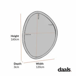 Edo Irregular Pebble Large Wooden Mirror 160 X 120 Cm, Washed White -Daals MIRR 073 CHART