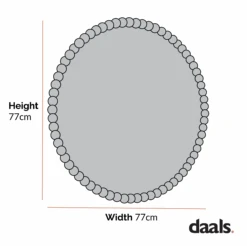 Luna Round Bobbin Wall Mirror 77 X 77 Cm, Washed White -Daals MIRR 083 CHART