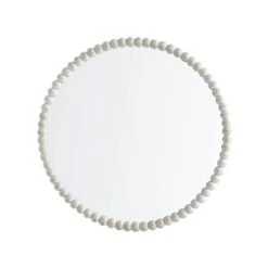 Luna Round Bobbin Wall Mirror 77 X 77 Cm, Washed White -Daals MIRR 083 WASHWHITE WB1
