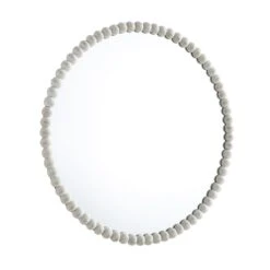 Luna Round Bobbin Wall Mirror 77 X 77 Cm, Washed White -Daals MIRR 083 WASHWHITE WB2