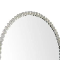 Luna Round Bobbin Wall Mirror 77 X 77 Cm, Washed White -Daals MIRR 083 WASHWHITE detail1