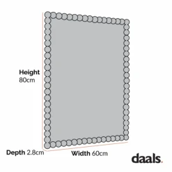 Luna Rectangular Bobbin Wall Mirror 80 X 60 Cm, Washed White -Daals MIRR 089 CHART