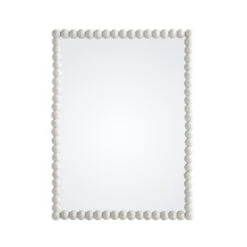 Luna Rectangular Bobbin Wall Mirror 80 X 60 Cm, Washed White -Daals MIRR 089 WASHWHITE WB1