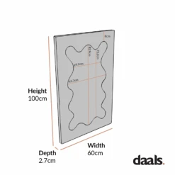Destin Wave Mirror 100 X 60 Cm, White Matte -Daals MIRR 100 CHART