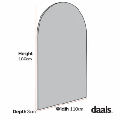 Eden Arched Full Length Metal Frame Mirror 180 X 110 Cm, Black -Daals MIRR 138 CHART 1