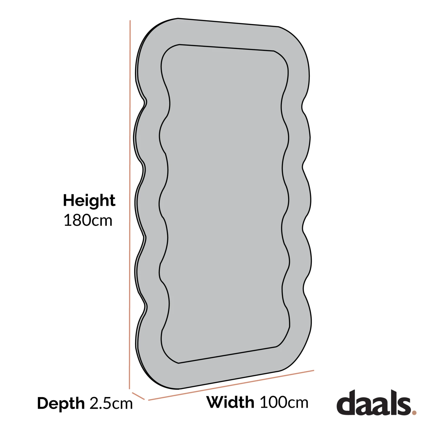 Venus Full Length Wave Mirror 180 X 100 Cm, Walnut 5 Venus Full Length Wave Mirror 180 X 100 Cm, Walnut - Image 5