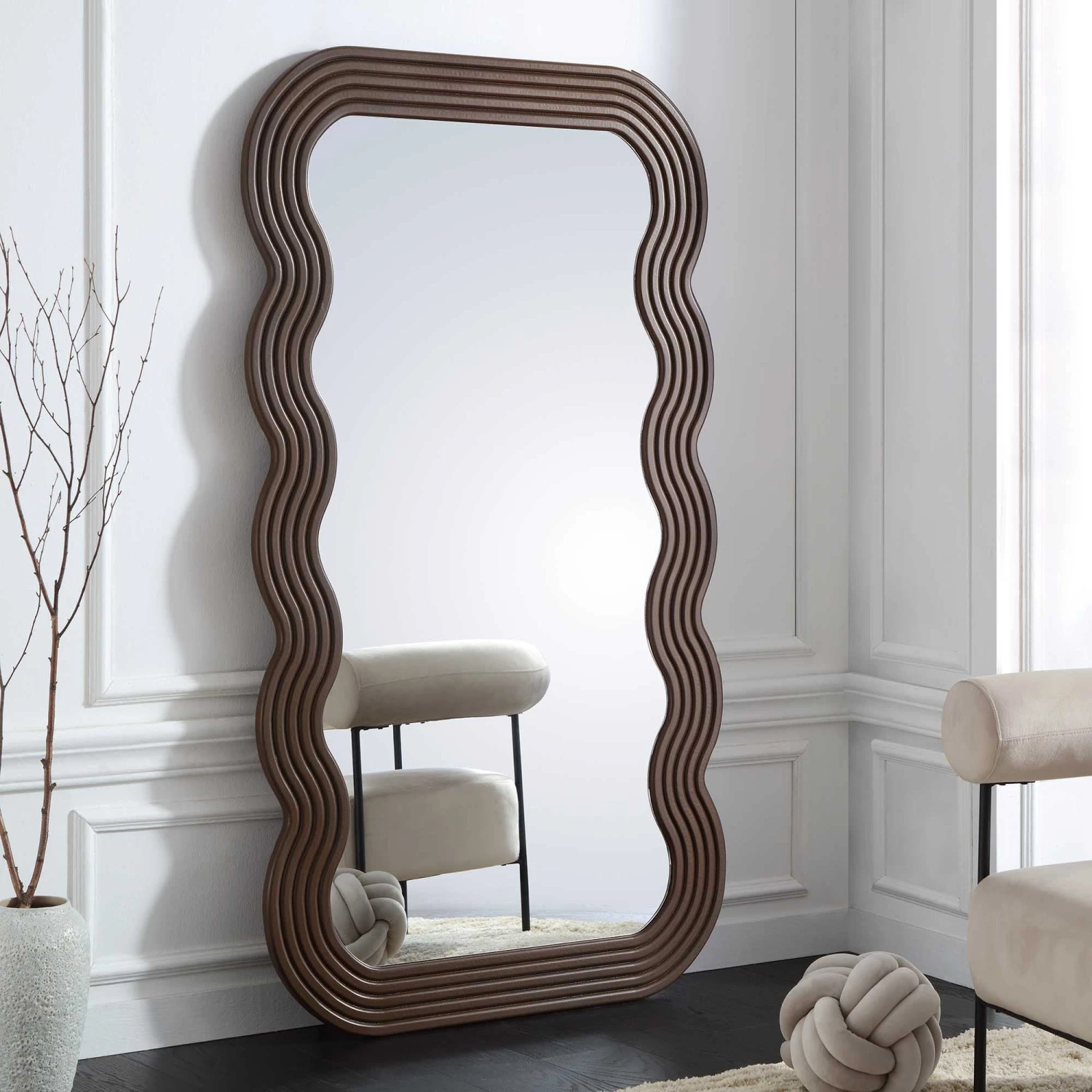 Venus Full Length Wave Mirror 180 X 100 Cm, Walnut 1 Venus Full Length Wave Mirror 180 X 100 Cm, Walnut