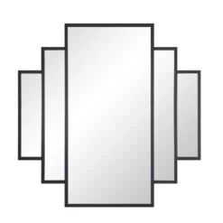 Sonia Black Metal Frame Art Deco Square Wall Mirror 90 X 90 Cm -Daals MIRR 176 BLACK WB1