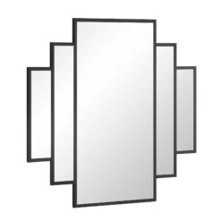 Sonia Black Metal Frame Art Deco Square Wall Mirror 90 X 90 Cm -Daals MIRR 176 BLACK WB2