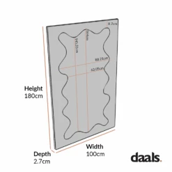 Destin Wave Mirror 180 X 100 Cm, Taupe Gloss -Daals MIRR 180 CHART
