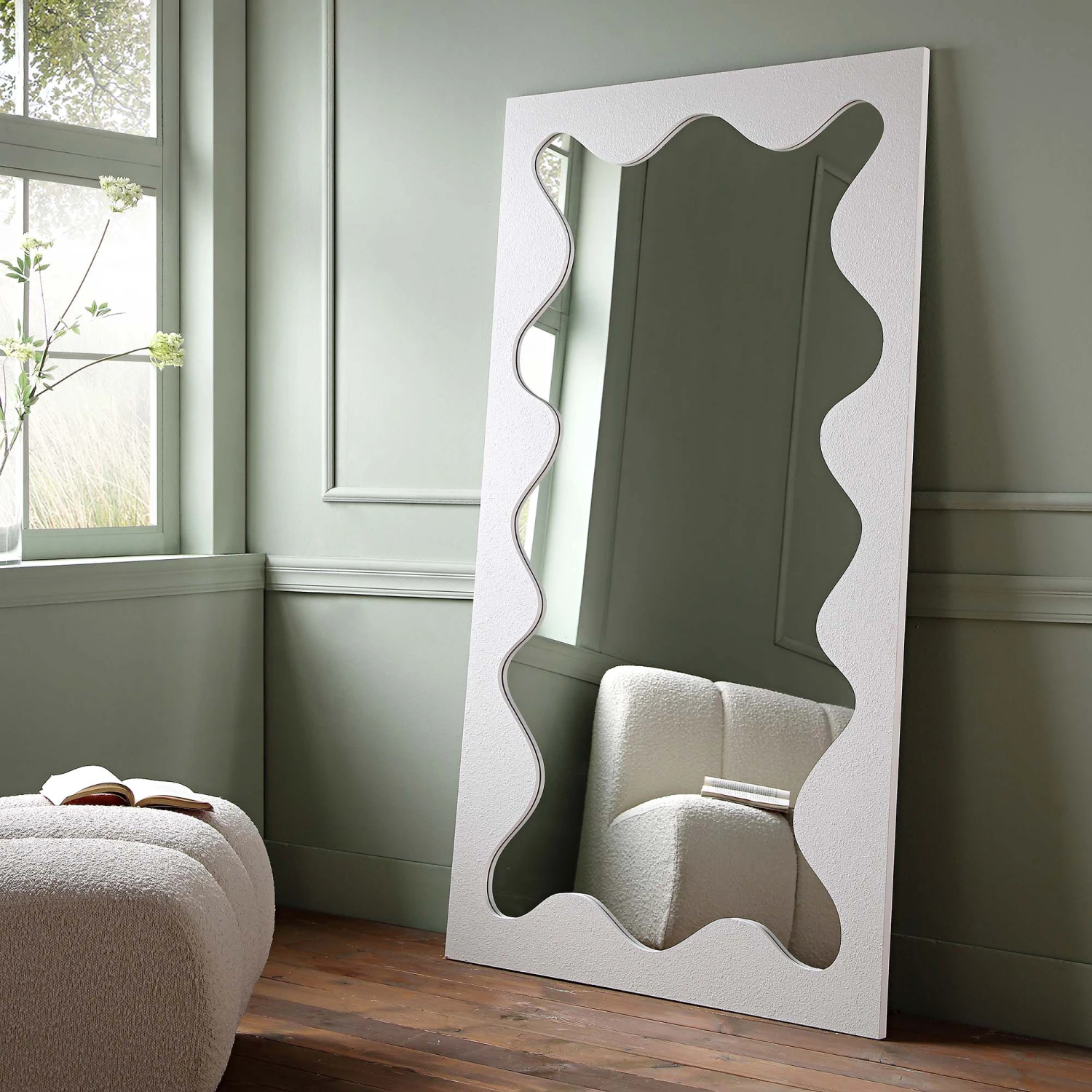 Destin Wave Mirror 180 X 100 Cm, White Matte 1 Destin Wave Mirror 180 X 100 Cm, White Matte