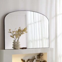 Emmy Black Arch Metal Frame Overmantle Mirror 90 X 120 Cm