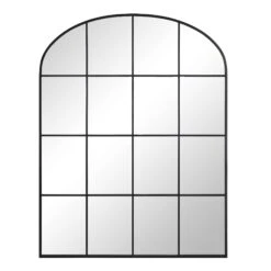 Portobello Arched Full Length Metal Frame Window Mirror 180 X 140 Cm, Black -Daals MIRR 280 BLACK WB1