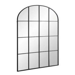Portobello Arched Full Length Metal Frame Window Mirror 180 X 140 Cm, Black -Daals MIRR 280 BLACK WB2