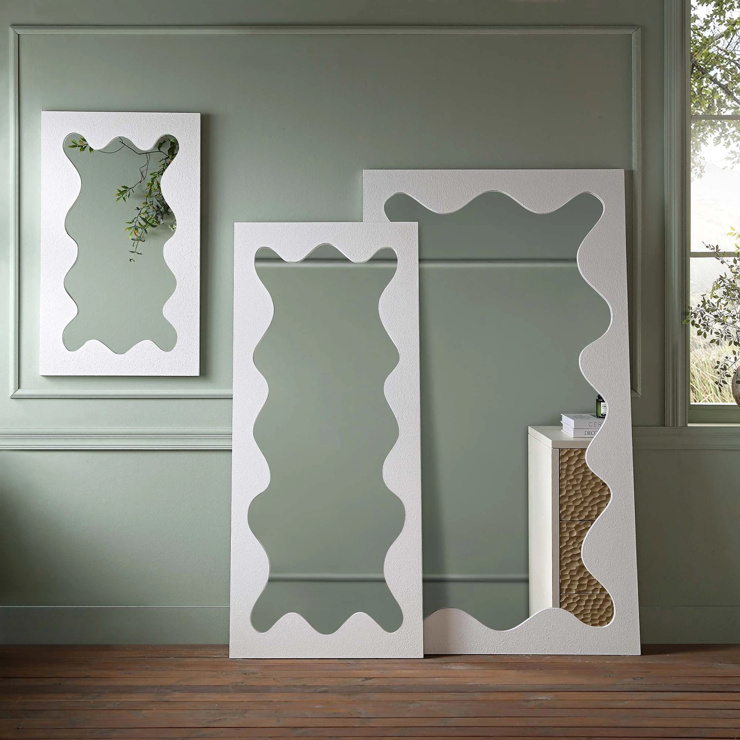 Destin Wave Mirror 180 X 100 Cm, White Matte 4 Destin Wave Mirror 180 X 100 Cm, White Matte - Image 4