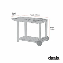 Montrose Aluminium Outdoor Bar Cart, Brushed Silver Oak -Daals OD ALU2 CART CHART