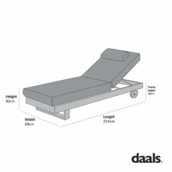 Montrose Aluminium Outdoor Sun Lounger, Brushed Silver Oak -Daals OD ALU2 SUNLG CHART