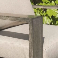 Montrose Aluminium Bistro Set With Side Table, Brushed Silver Oak -Daals OD ALU2 WGREY BISTR scene3