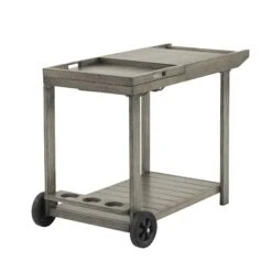 Montrose Aluminium Outdoor Bar Cart, Brushed Silver Oak -Daals OD ALU2 WGREY CART WB3