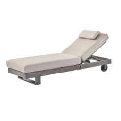 Montrose Aluminium Outdoor Sun Lounger, Brushed Silver Oak -Daals OD ALU2 WGREY SUNLG WB1