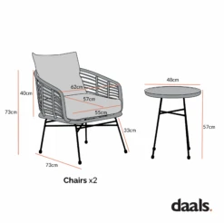 St Loy Natural Rattan Bistro Set With Table -Daals OD BISTR 024 CHART
