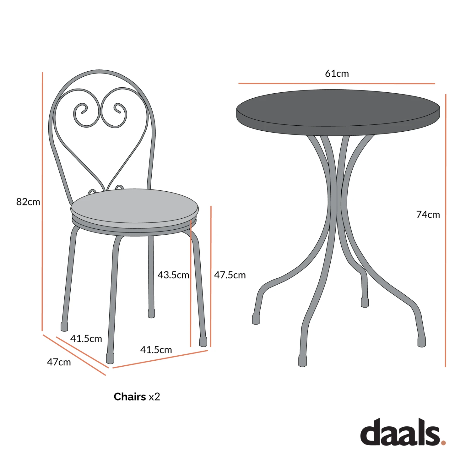 Haymes Metal Indoor And Outdoor Bistro Set 5 Haymes Metal Indoor And Outdoor Bistro Set - Image 5