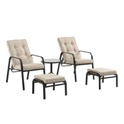 Champneys 2-Seater Steel And Fabric Outdoor Reclining Bistro Set With Stool, Taupe 15 Champneys 2-Seater Steel And Fabric Outdoor Reclining Bistro Set With Stool, Taupe -Daals OD BISTR 1069 BEIGE GIF