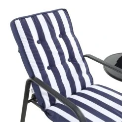 Champneys 2-Seater Steel And Fabric Outdoor Reclining Bistro Set With Stool, Blue -Daals OD BISTR 1069 BLUE detail1