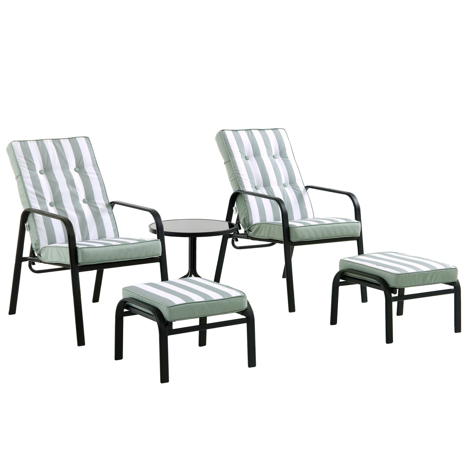 Champneys 2-Seater Steel And Fabric Outdoor Reclining Bistro Set With Stool, Sage Green 4 Champneys 2-Seater Steel And Fabric Outdoor Reclining Bistro Set With Stool, Sage Green - Image 4