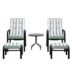 Champneys 2-Seater Steel And Fabric Outdoor Reclining Bistro Set With Stool, Sage Green 15 Champneys 2-Seater Steel And Fabric Outdoor Reclining Bistro Set With Stool, Sage Green -Daals OD BISTR 1069 SAGE WB2