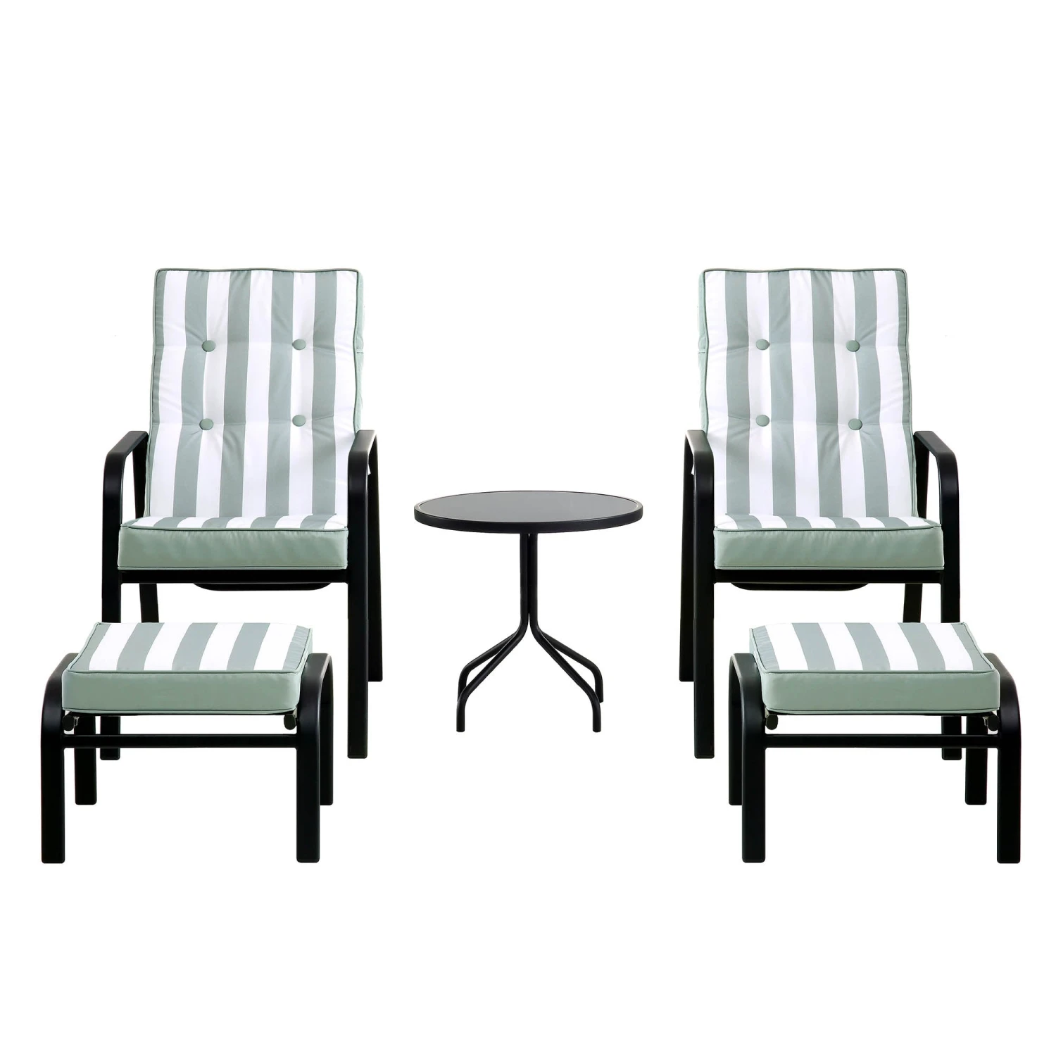 Champneys 2-Seater Steel And Fabric Outdoor Reclining Bistro Set With Stool, Sage Green 6 Champneys 2-Seater Steel And Fabric Outdoor Reclining Bistro Set With Stool, Sage Green - Image 6