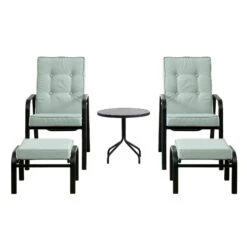 Champneys 2-Seater Steel And Fabric Outdoor Reclining Bistro Set With Stool, Sage Green 16 Champneys 2-Seater Steel And Fabric Outdoor Reclining Bistro Set With Stool, Sage Green -Daals OD BISTR 1069 SAGE WB3