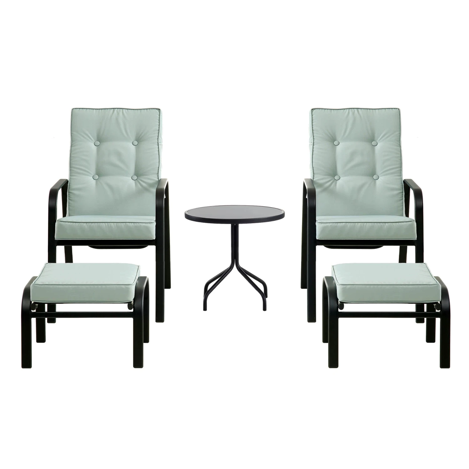 Champneys 2-Seater Steel And Fabric Outdoor Reclining Bistro Set With Stool, Sage Green 7 Champneys 2-Seater Steel And Fabric Outdoor Reclining Bistro Set With Stool, Sage Green - Image 7