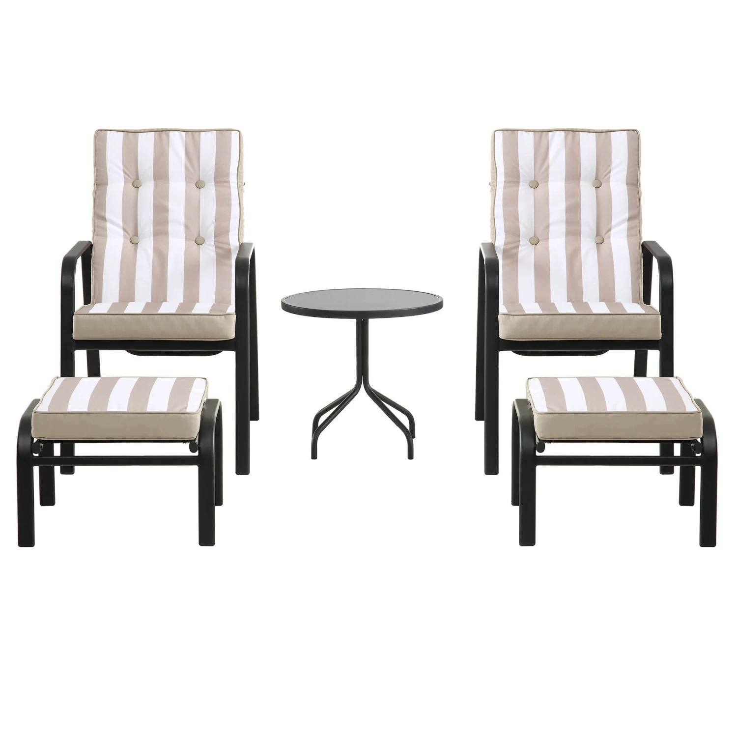 Champneys 2-Seater Steel And Fabric Outdoor Reclining Bistro Set With Stool, Taupe 6 Champneys 2-Seater Steel And Fabric Outdoor Reclining Bistro Set With Stool, Taupe - Image 6