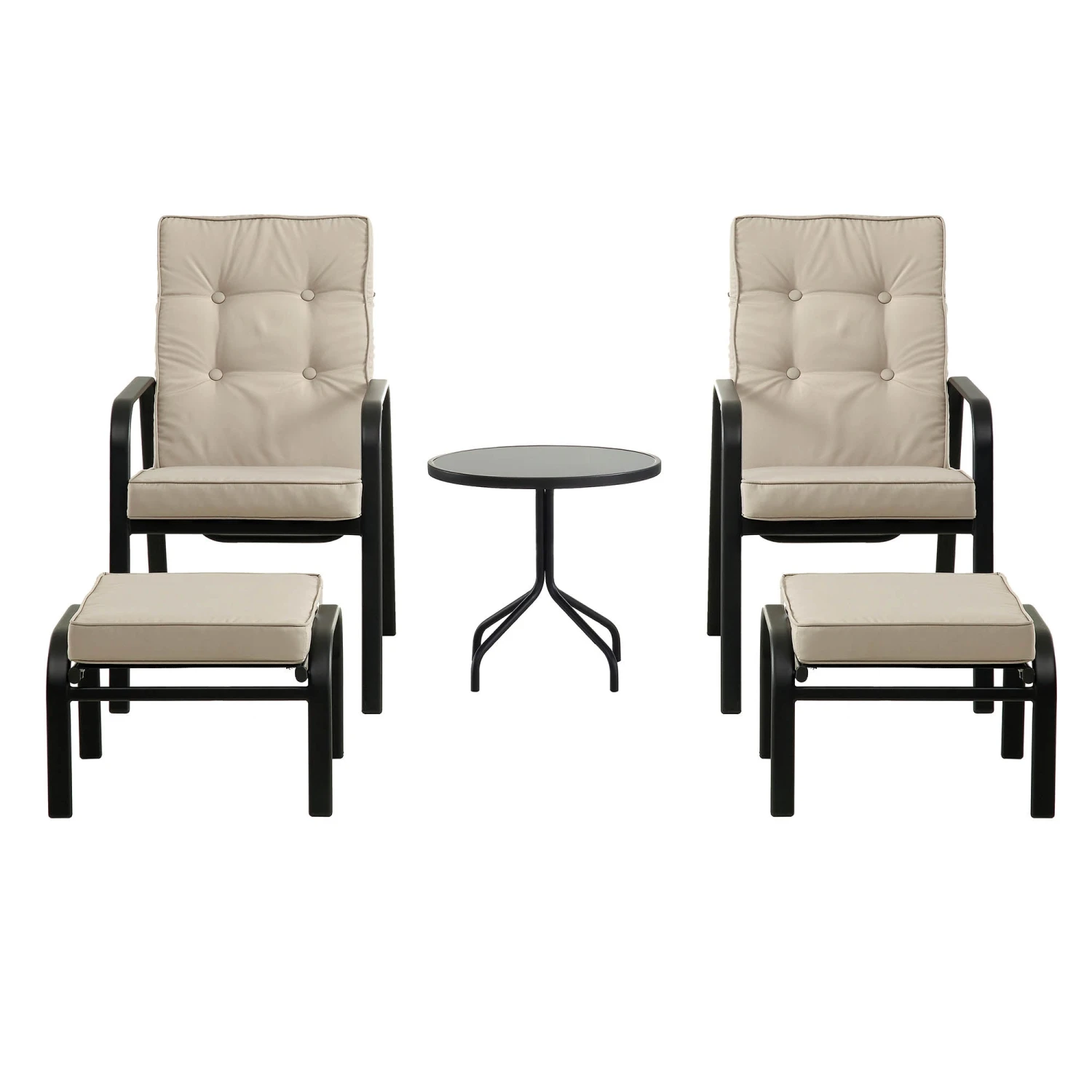 Champneys 2-Seater Steel And Fabric Outdoor Reclining Bistro Set With Stool, Taupe 8 Champneys 2-Seater Steel And Fabric Outdoor Reclining Bistro Set With Stool, Taupe - Image 8