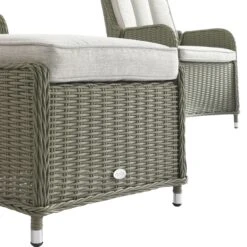 Hampshire 2-Seater Round Wicker Reclining Bistro Set With Stools, Desert Sage -Daals OD BISTR 108 GREEN detail2